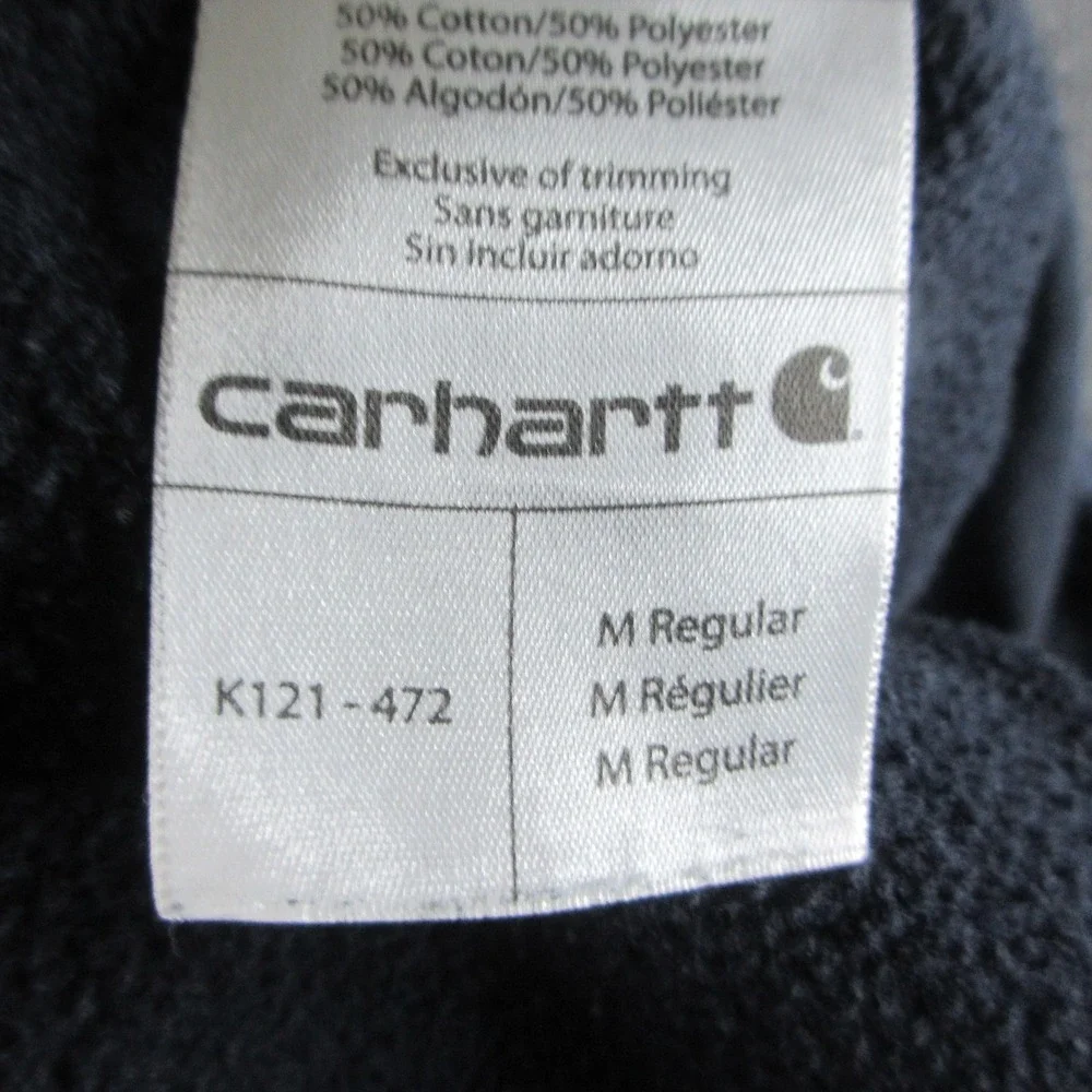 Carhartt Hoodie Mens Medium Blue Pullover Fleece Sweatshirt Cotton Workwear K121